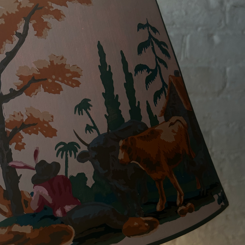 John Derian 8" H Antique French Paper Custom Lampshade #A21 Add To Cart Illuminate Your Space With A Touch Of The Past With A Custom Lampshade Crafted From Antique French Wallpaper. This Timeless Shade Features A Bucolic Printed