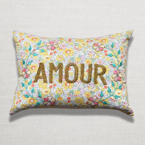 john derian "Amour" Embroidered Cushion (CS 09-11) Add to cart The "Amour" embroidered pillow by CSAO features a charming floral print motif hand-embroidered lettering and flowers showcasing West African craftsmanship. Notably e