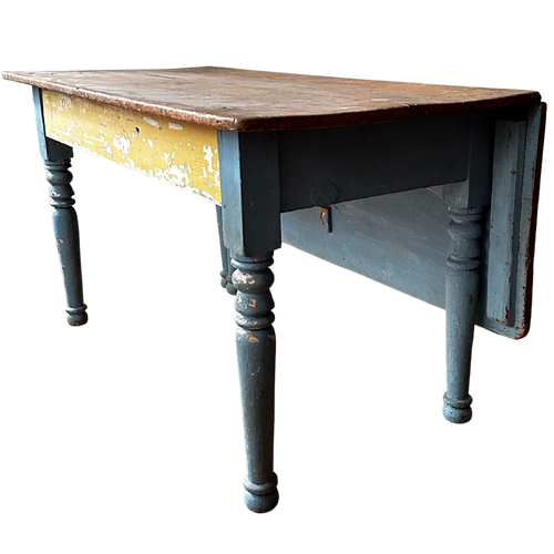 John Derian Antique Painted Drop-leaf Table Add To Cart Included In Our Carefully Curated Antique Furniture collection Is An Antique Blue Painted Drop-leaf Table Expanding Up To 42" Wide. Drop-leaf Tables With Roots In The 1