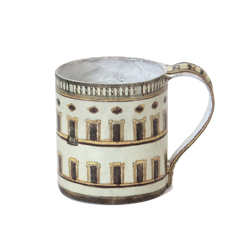 john derian Architecture Mug Add to cart Tasse Architecte Details 3.5" Diameter x 5" W x 4" H Glazed terracotta Made in Paris Care Dishwasher safe on a moderate wash cycle. Not microwave safe. Image Origin Germany c. 1815. John