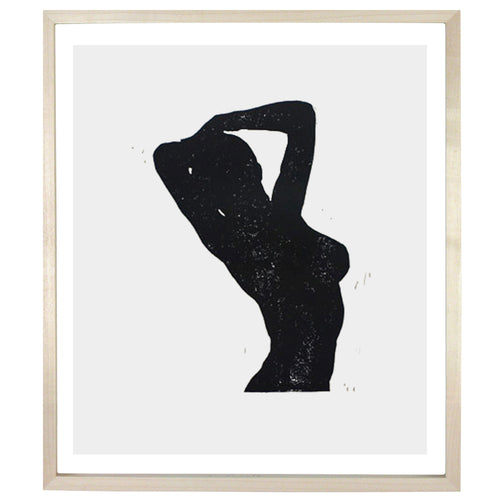 john derian Arms Raised Nude Black 12 x 14" Linocut Print