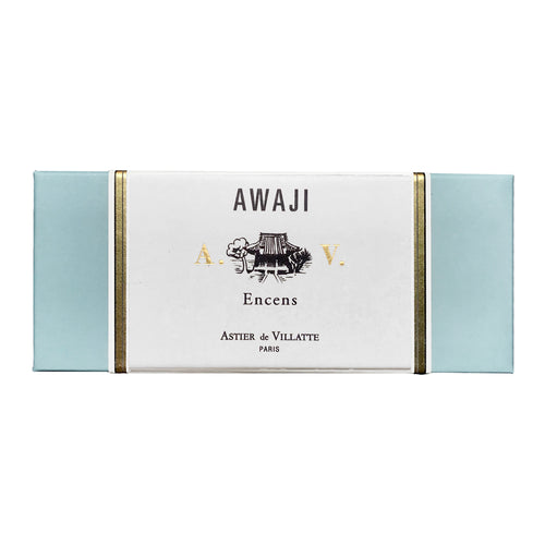 john derian Awaji Incense Add to cart Contains scents of driftwood resins jasmine immortelle. Details 6" x 2.5" x .7" Each box contains 125 sticks. 30 minute burn time. 100% natural. Care To begin light the end of the incense s