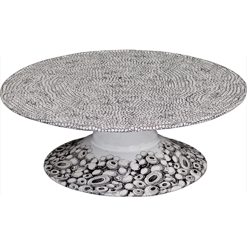 john derian Barnacles Cake Pedestal on Stand Add to cart Coupe Plate sur Pied motif double Details 13" Diameter x 4.5" W Glazed terracotta Made in Paris Care Dishwasher safe on a moderate wash cycle. Not microwave safe. John Der
