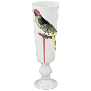 john derian Bengal Parrot Vase Add to cart Details 4.5" W x 14.25" H Glazed terracotta Made in Paris Care Dishwasher safe on a moderate wash cycle. Not microwave safe. Image Origin England 1884.  John Derian teamed up with As
