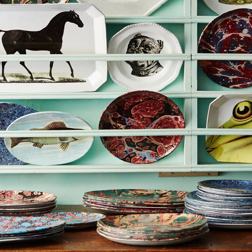 John Derian Black Blue & Red Marble Dessert Plate Add To Cart Assiette Dessert Marbre Noir Bleu Rouge