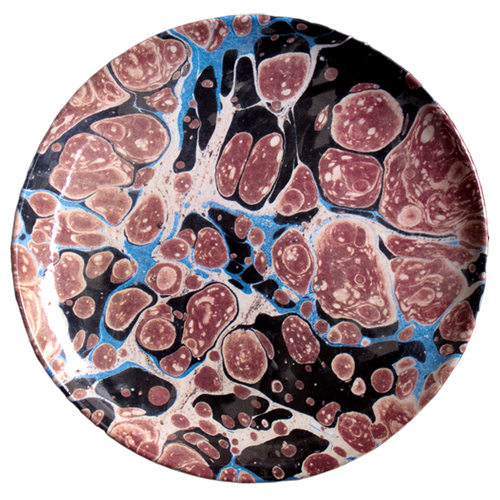 john derian Black Blue & Red Marble Dinner Plate Add to cart Assiette Plate Marbre Noir Bleu Rouge Details 10" Diameter x .5" Deep Glazed terracotta Made in Paris Care Dishwasher safe on a moderate wash cycle. Not microwave safe
