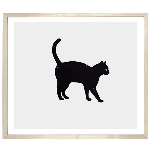 john derian Black Cat with Arched Back 12 x 14" Linocut Print