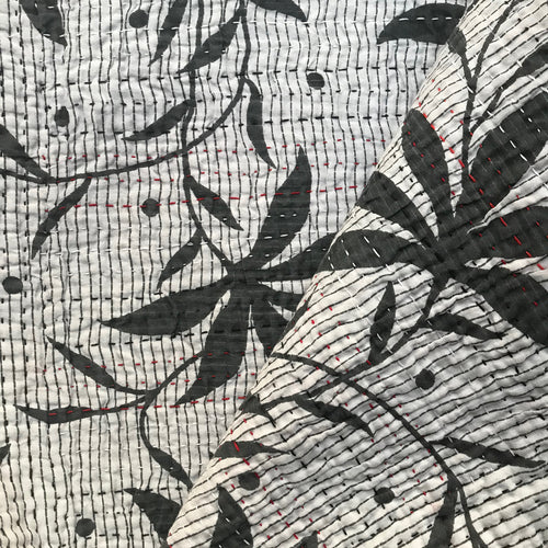 John Derian Black & Red Newly Printed Queen Bedcover Newly Printed Kantha Queen Bedcover