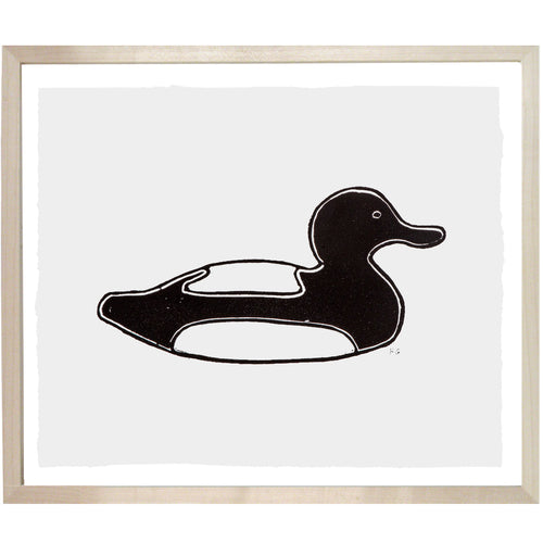 john derian Black & White Duck Decoy 10 x 12" Linocut Print