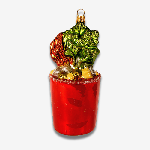 john derian Bloody Mary Ornament Add to cart Complete with all the garnishes and a salted rim: this hand made glass Bloody Mary ornament by Impuls captures the iconic look of the cocktail complete with a salted rim Adorning the