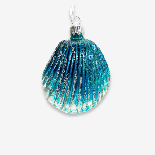 john derian Blue Sea Shell Ornament Add to cart All Holiday ornaments and items are final sale and are not eligible for return or exchange.  This vibrant blue seashell ornament seems to have washed ashore just in time for the h