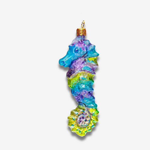 john derian Blue Seahorse Ornament Add to cart All Holiday ornaments and items are final sale and are not eligible for return or exchange.  This Seahorse Ornament captures the charm of the ocean with its delicate design and shi