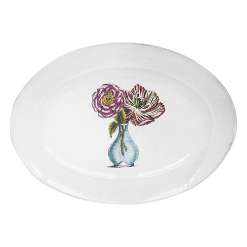 john derian Blue Vase with Flowers Platter Add to cart Details 16.1" L × 11.8" W × 1.2" Deep Glazed terracotta Made in Paris Care Dishwasher safe on a moderate wash cycle. Not microwave safe. John Derian teamed up with Astier