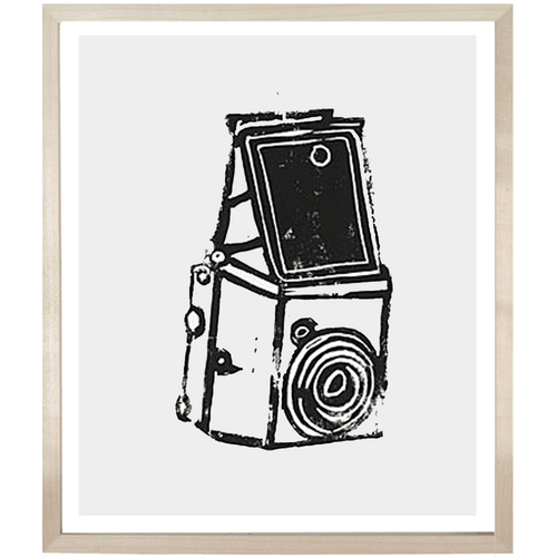 john derian Box Brownie Camera 10 x 12" Linocut Print