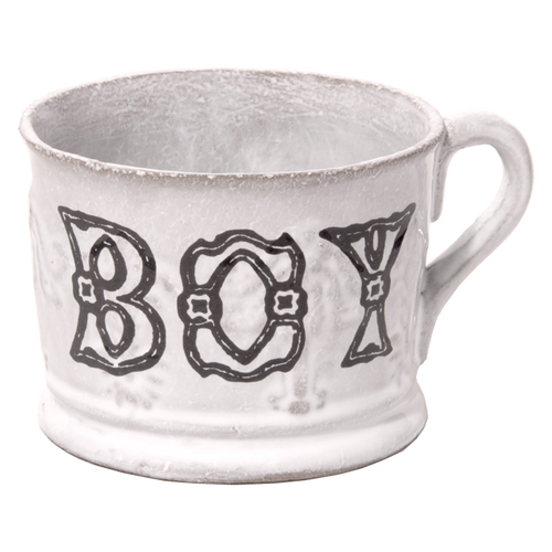 john derian "Boy" Low Cup Add to cart Tasse Boy Details 3" Diameter x 4" W x 2.5" H Glazed terracotta Made in Paris Care Dishwasher safe on a moderate wash cycle. Not microwave safe.  John Derian teamed up with Astier de Vill