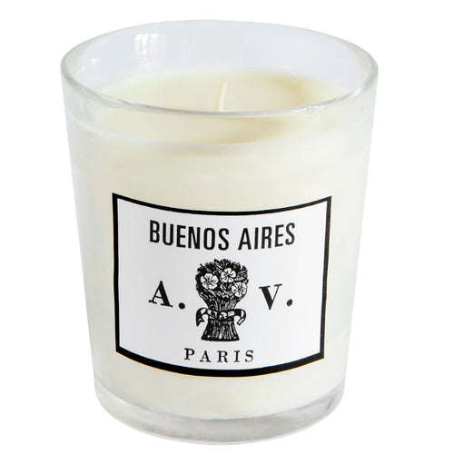 john derian Buenos Aires Candle Add to cart Contains essences of white flowers carried on the warm breeze. Details 3 1/2" diameter x 4" tall 100% natural 100% cotton braided wick Burn time: 60-70 hours The glass pots are blown i