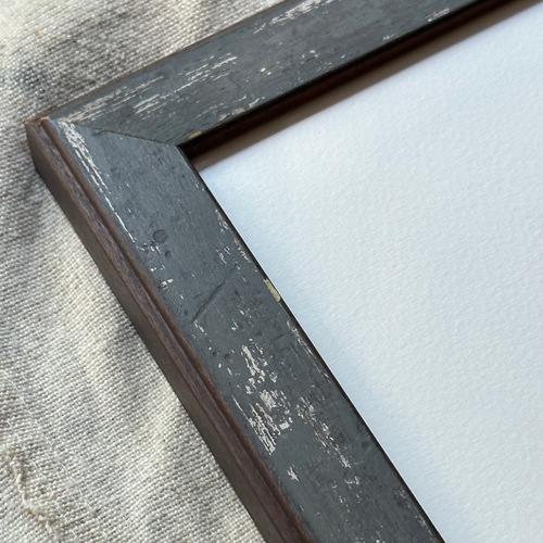 John Derian "Bunny 2" In An Hand Painted Custom Grey Frame Ready To Ship Linocut