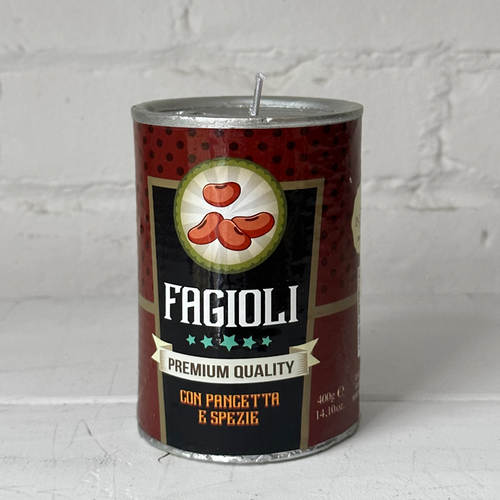 john derian Can of Beans Candle Add to cart Details 3" W x 4.25" H Paraffin Wax Each item will feature unique variations Made in Italy Care Remove All Paper Before Burning. Not intended for children. Cereria Introna has been pro