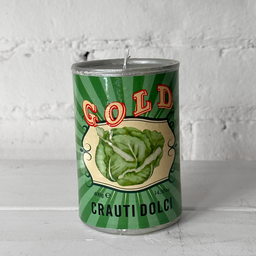 john derian Can of Cabbage Candle Add to cart Details 3" W x 4.25" H Paraffin Wax Each item will feature unique variations Made in Italy Care Remove All Paper Before Burning. Not intended for children. Cereria Introna has been p