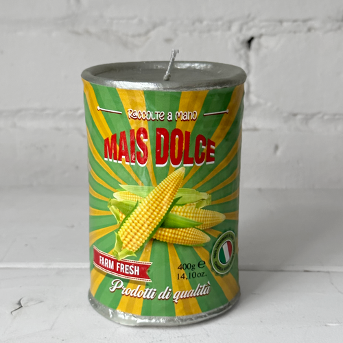 john derian Can of Corn Candle Add to cart Details 3" W x 4.25" H Paraffin Wax Each item will feature unique variations Made in Italy Care Remove All Paper Before Burning. Not intended for children. Cereria Introna has been prod
