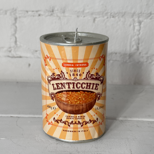 john derian Can of Lentils Candle Add to cart Details 3" W x 4.25" H Paraffin Wax Each item will feature unique variations Made in Italy Care Remove All Paper Before Burning. Not intended for children. Cereria Introna has been p