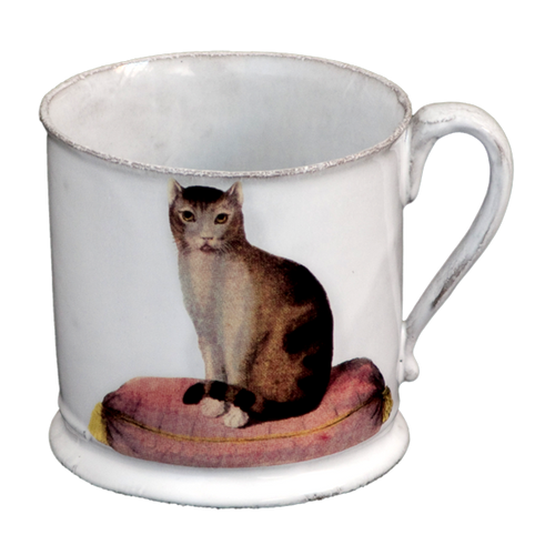 john derian Cat Mug Add to cart Tasse Chat Details 4" Diameter x 5.25" W 4" H Glazed terracotta Made in Paris Care Dishwasher safe on a moderate wash cycle. Not microwave safe. John Derian teamed up with Astier de Villatte to a
