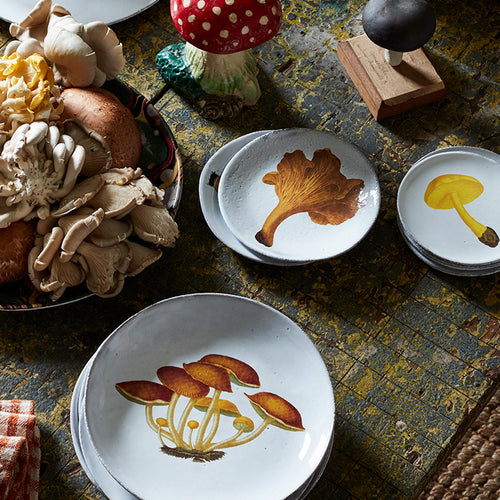 John Derian Chanterelle Comestible Plate Add To Cart Chanterelle Comestible Plate Details 5.5" Diameter X .5" Deep Glazed Terracotta Made In Paris Care Dishwasher Safe On A Moderate Wash Cycle. Not Microwave Safe. John Derian Te