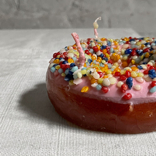 John Derian Ciambella Pink Frosting Doughnut Candle Add To Cart Details 4" Diameter Paraffin Wax Each Item Will Feature Unique Variations Made In Italy Care Remove All Paper Before Burning. Not Intended For Children.   Cereria