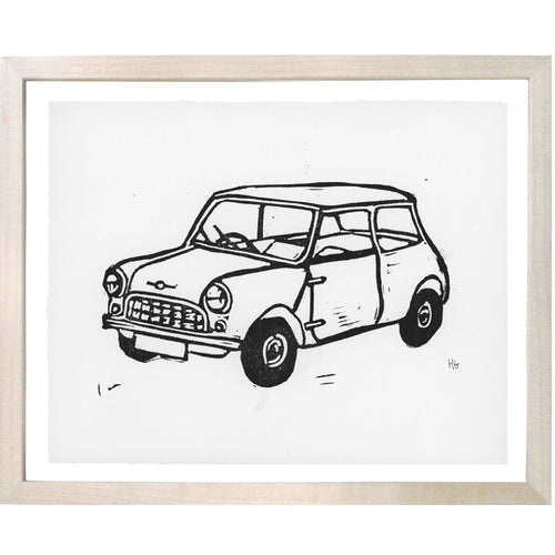 john derian Classic Mini Cooper 8 x 10" Linocut Print