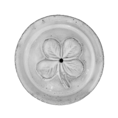 john derian Clover "Chance' Incense Holder on Saucer Add to cart Details 2.8" Length x 2.8" Width x .6" Height Black Terra Cotta with White Enameled Glaze Each item will feature unique variations Made in Paris Care Dishwasher sa