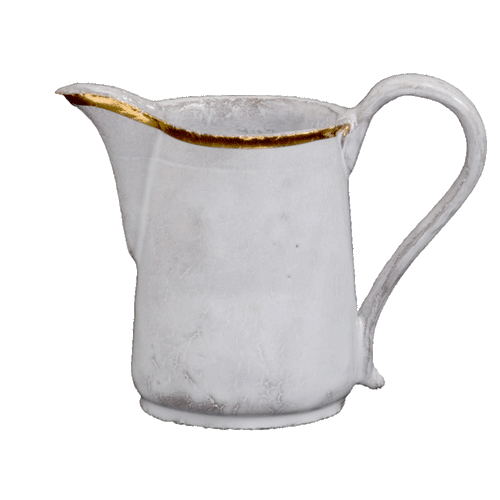 john derian Crésus Milk Jug Add to cart Pichet 2" Diameter x 4.5" Width x 4" Height Black Terra Cotta with White Enameled Glaze Each item will feature unique variations Made in Paris Care Dishwasher safe on a moderate wash cy