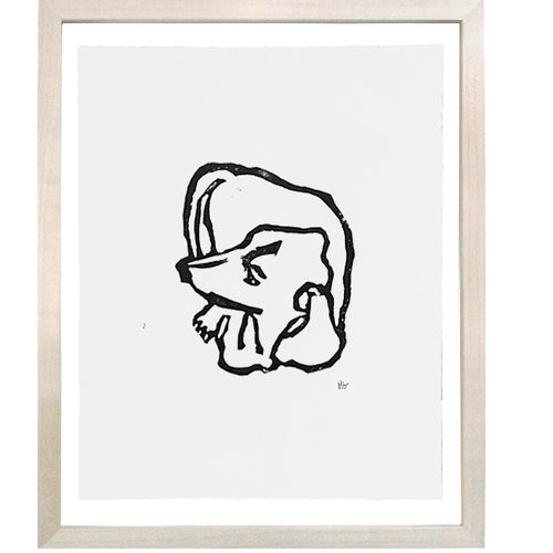 john derian Curled-Up Dachshund 8 x 10" Linocut Print
