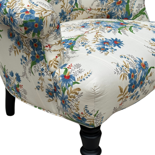 John Derian Custom Baronet Chair In Décors Barbares Ete Moscovit Indigo Fabric Custom Furniture