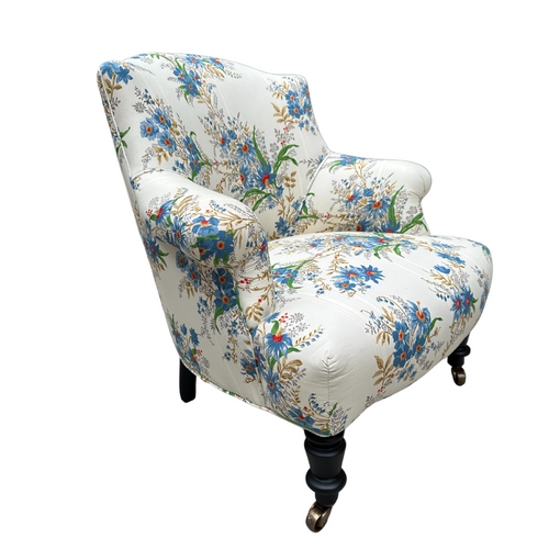 John Derian Custom Baronet Chair In Décors Barbares Ete Moscovit Indigo Fabric Custom Furniture