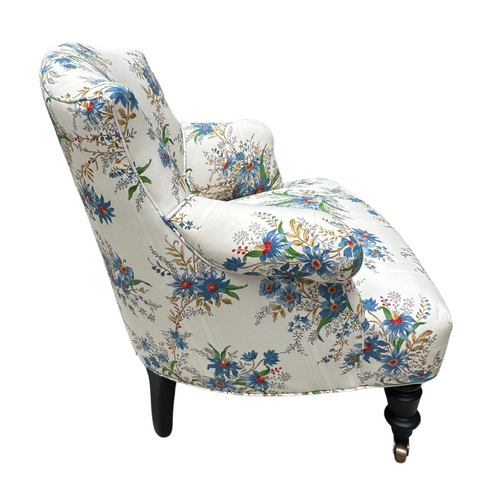 John Derian Custom Baronet Chair In Décors Barbares Ete Moscovit Indigo Fabric Custom Furniture