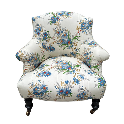 john derian Custom Baronet Chair in Décors Barbares Ete Moscovit Indigo Fabric Custom Furniture