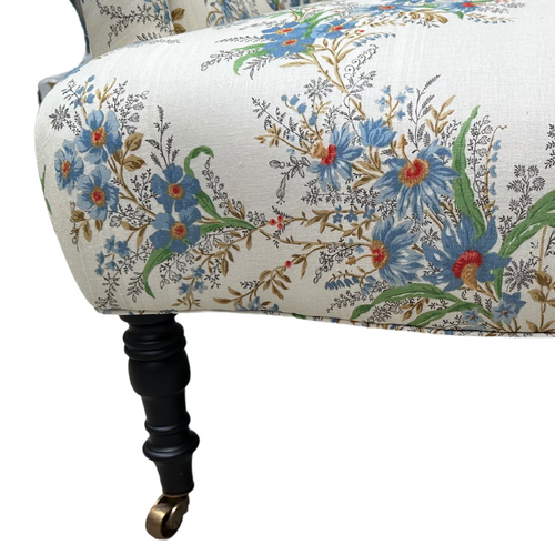 John Derian Custom Bog Chair In Décors Barbares Ete Moscovite Indigo Fabric Custom Furniture