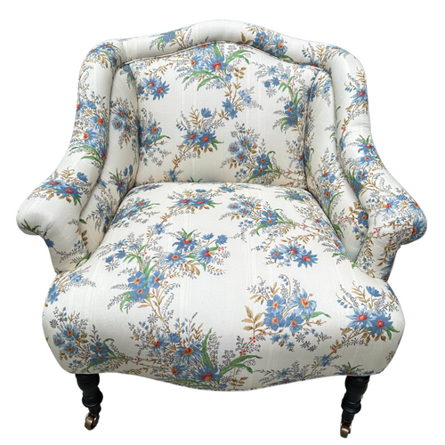 john derian Custom Bog Chair in Décors Barbares Ete Moscovite Indigo Fabric Custom Furniture