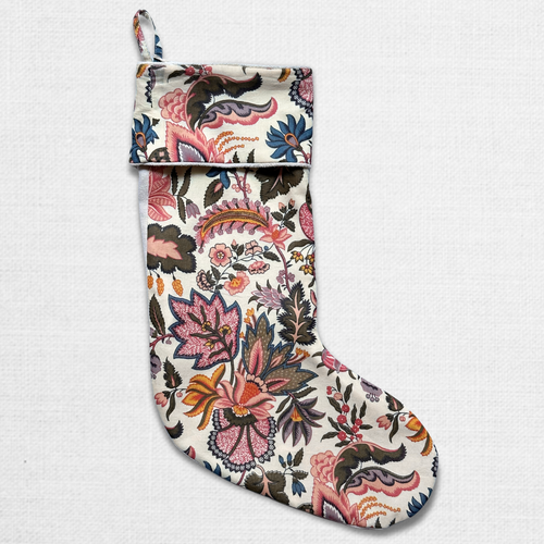 john derian Custom John Derian for Jeanette Ferrier "Un Perse" Stocking Add to cart Each of these custom stockings is comstom made using "Un Perse" a John Derian for Jeanette Ferrier fabric. Details 18" x 14" Made from  hand pr