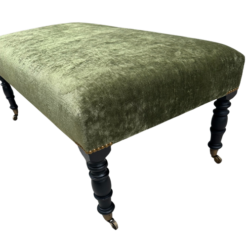 John Derian Custom Ottoman In Cisco Brothers X John Derian Velluto Olive Custom Furniture