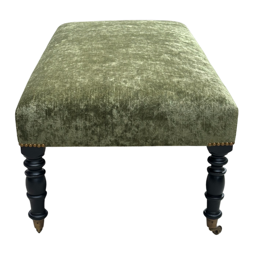 John Derian Custom Ottoman In Cisco Brothers X John Derian Velluto Olive Custom Furniture