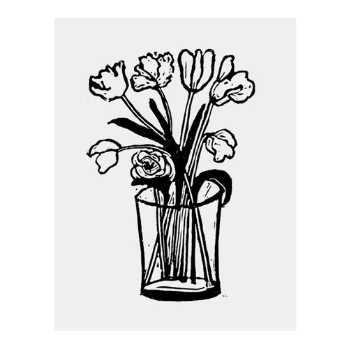 john derian Cut Flowers 14 x 16" Small Floral Linocut Print