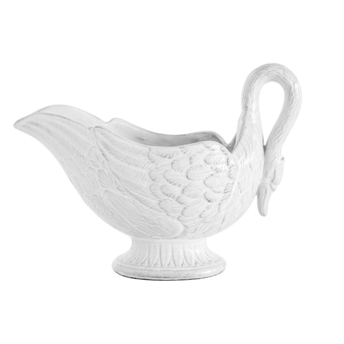 john derian Cygne Sauce Boat Add to cart Details 7.5" L x 3.3" W x 5.3" H Black Terra Cotta with White Enameled Glaze Each item will feature unique variations Made in Paris Care Dishwasher safe on a moderate wash cycle. Not mi