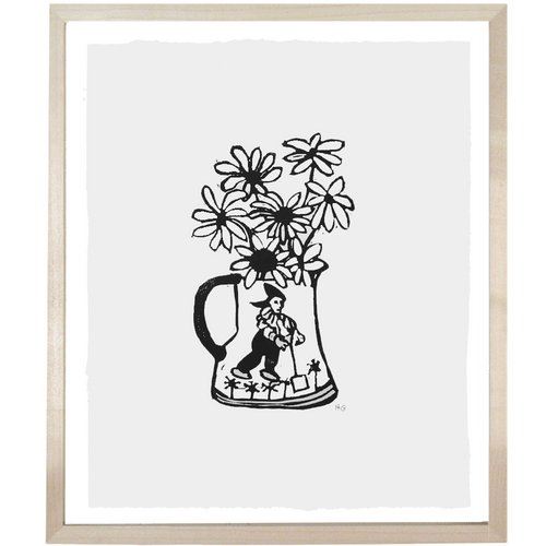 john derian Daisies in a Vase 10 x 12" Linocut Print