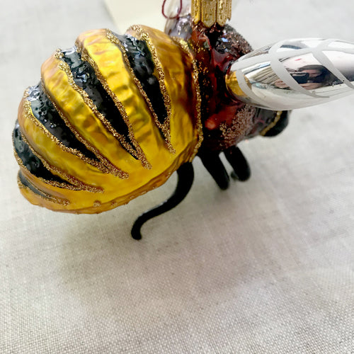 John Derian Dark Bumblebee Ornament Add To Cart All Holiday Ornaments And Items Are Final Sale And Are Not Eligible For Return Or Exchange. Details 3.5" W X 3" H Handblown in Poland Please Note All Ornaments And Holiday Item