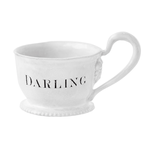 john derian Darling Tea Cup Add to cart Details 3" Diameter x 4.3" W x 2.8" H Glazed terracotta Made in Paris Care Dishwasher safe on a moderate wash cycle. Not microwave safe. John Derian teamed up with Astier de Villatte to ad