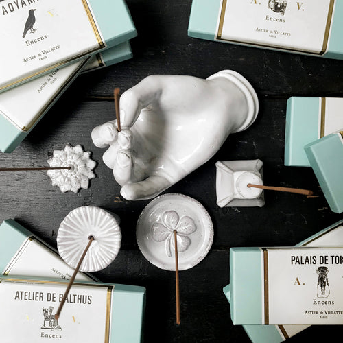 John Derian Delhi Incense Add To Cart Contains Scents Of betel Styrax Spicy Musk Myrrh Vanilla Wood Herbs And Eucalyptus.  Details 6" X 2.5" X .7" Each Box contains 125 Sticks. 30 Minute Burn Time. 100% Natural. Care To Begin