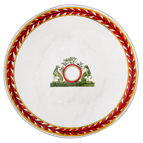 john derian Dogs Coat of Arms Side Plate Add to cart Details 6.9" Diameter x .4" Deep Glazed terracotta Made in Paris Care Dishwasher safe on a moderate wash cycle. Not microwave safe John Derian teamed up with Astier de Villatt