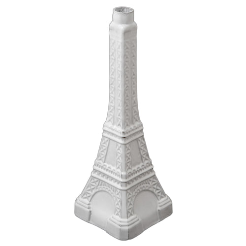 john derian Eiffel Tower Vase Add to cart Vase Details 4.5" Length x 4.5" Width x 12.6" Height Black Terra Cotta with White Enameled Glaze Each item will feature unique variations Made in Paris Care Dishwasher safe on a moderate
