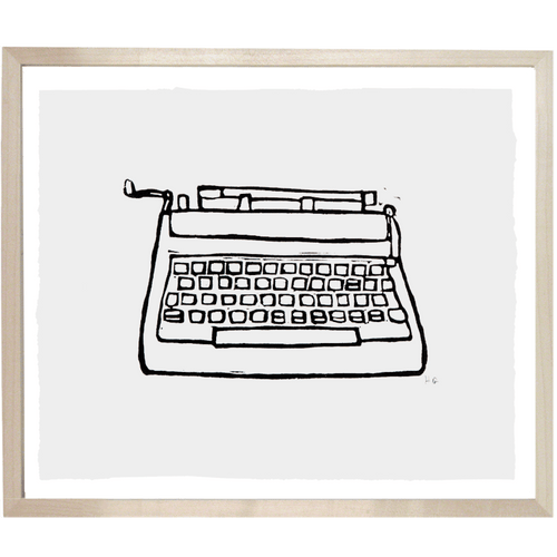 john derian Electric Typewriter 10 x 12" Linocut Print